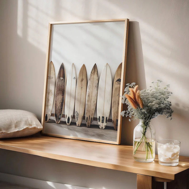 Surfboard Wall Art, Surfboard Beach Ocean, Beachy Wall Art, Minimalist Modern Art Coastal Room De... | Etsy (US)