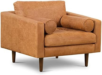 POLY & BARK Napa Lounge Chair in Full-Grain Pure-Aniline Italian Tanned Leather in Cognac Tan | Amazon (US)
