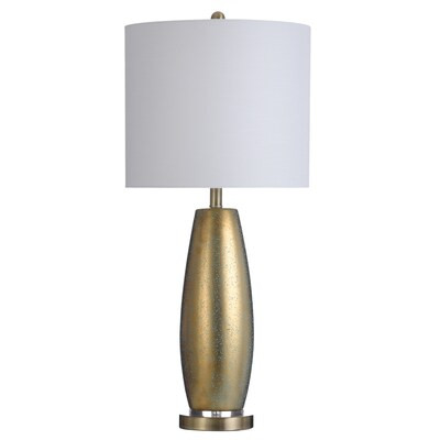 StyleCraft Home Collection Gemma Basile Table Lamp - Gold and Steel Finish - White Fabric Shade L... | Lowe's