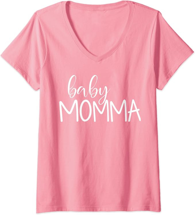 Womens Baby Mama | Funny New Mother Mom Mommy Maternity Gift Humor V-Neck T-Shirt | Amazon (US)