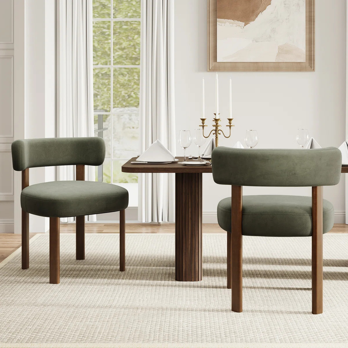Upholstered Solid Wood Dining Chair Side Chair (Set of 2) | Wayfair North America
