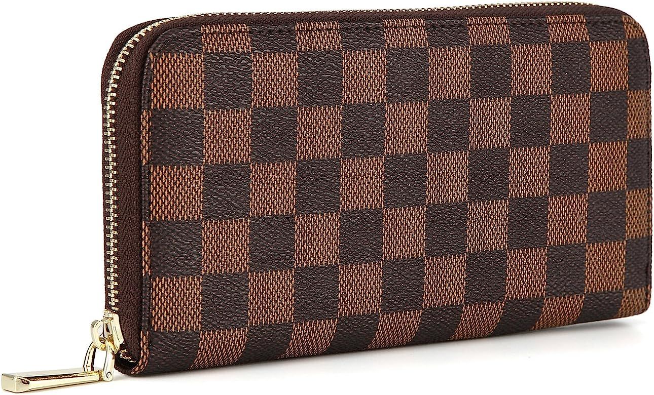 Women’s Checkered Zip Around Wallet and Phone Clutch - RFID Blocking with Card Holder Organizer... | Amazon (US)