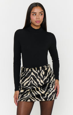 Phoebe Mini Skirt, in Neutral Zebra Faux Fur, Size: Small | Show Me Your Mumu | Show Me Your Mumu