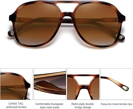 SOJOS Retro Polarized Aviator Sunglasses for Women Men Classic 70s Vintage Trendy Square Aviators | Amazon (US)