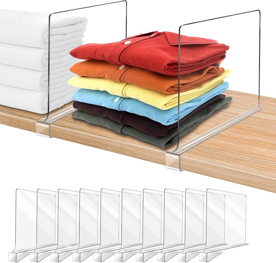 Acrylic Shelf Dividers for Closet Organization 10PCS Closet Shelf Divider Closet Dividers for She... | Amazon (US)