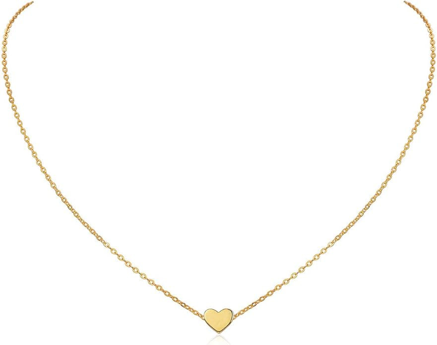 ChicSilver Customizable Tiny Hear/Star/Moon/Dot/Triangle Pendant Necklace,925 Sterling Silver Dai... | Amazon (US)