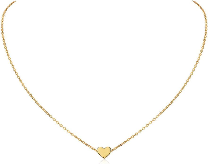 ChicSilver Customizable Tiny Hear/Star/Moon/Dot/Triangle Pendant Necklace,925 Sterling Silver Dai... | Amazon (US)