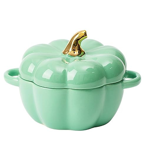 Pumpkin Pottery Dutch Oven Pot with Lid, Mini Baking Dish Casserole (Green) | Amazon (US)