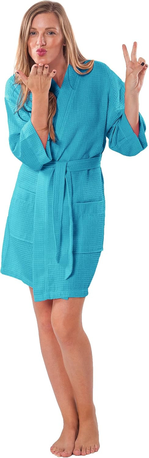 Turquaz Lightweight Short Robes For Women Waffle Kimono Bathrobe - Soft, Fast-Drying, Long-Lasting Cotton Blend | Amazon (US)