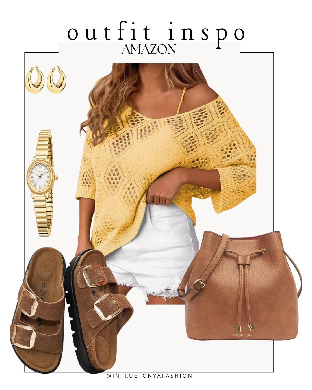 Amazon outfit idea — yellow crochet top, white denim shorts, brown bucket bag, brown platform sandals, and gold jewelry 






Amazon outfits every outfit inspo, outfit ideas, casual outfits amazon, amazon outfits every day, spring outfits 2026, summer outfits

#LTKSaleAlert #LTKPetite #LTKootd