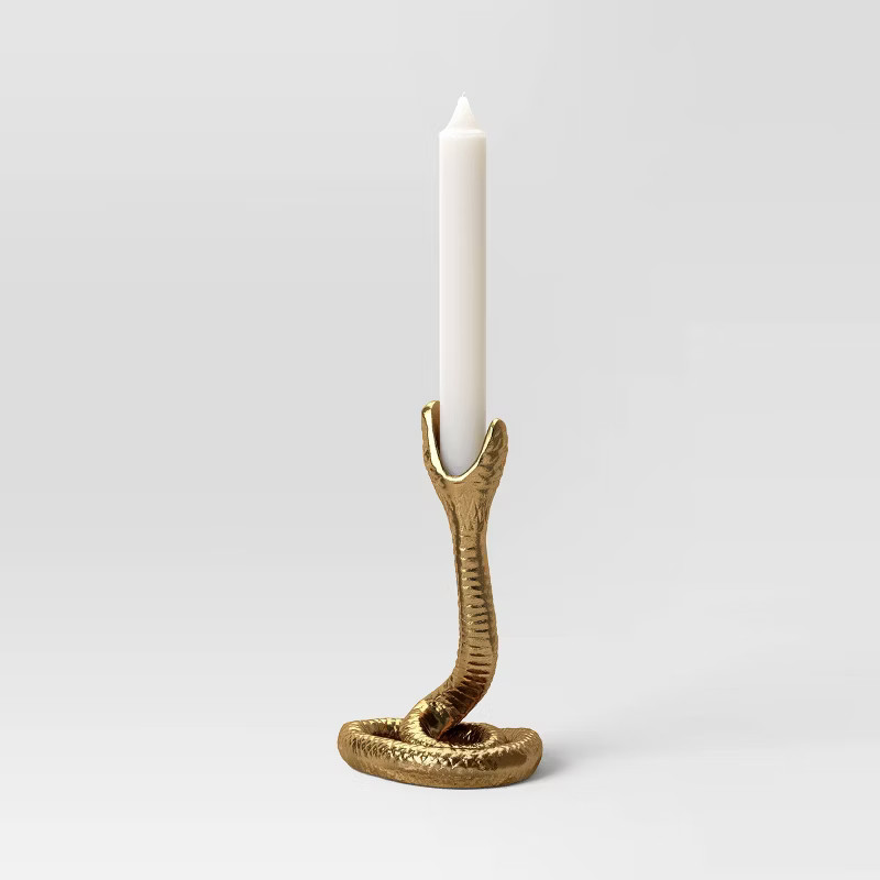 Single Snake Taper Candle Holder Aluminum Gold - Threshold™ | Target