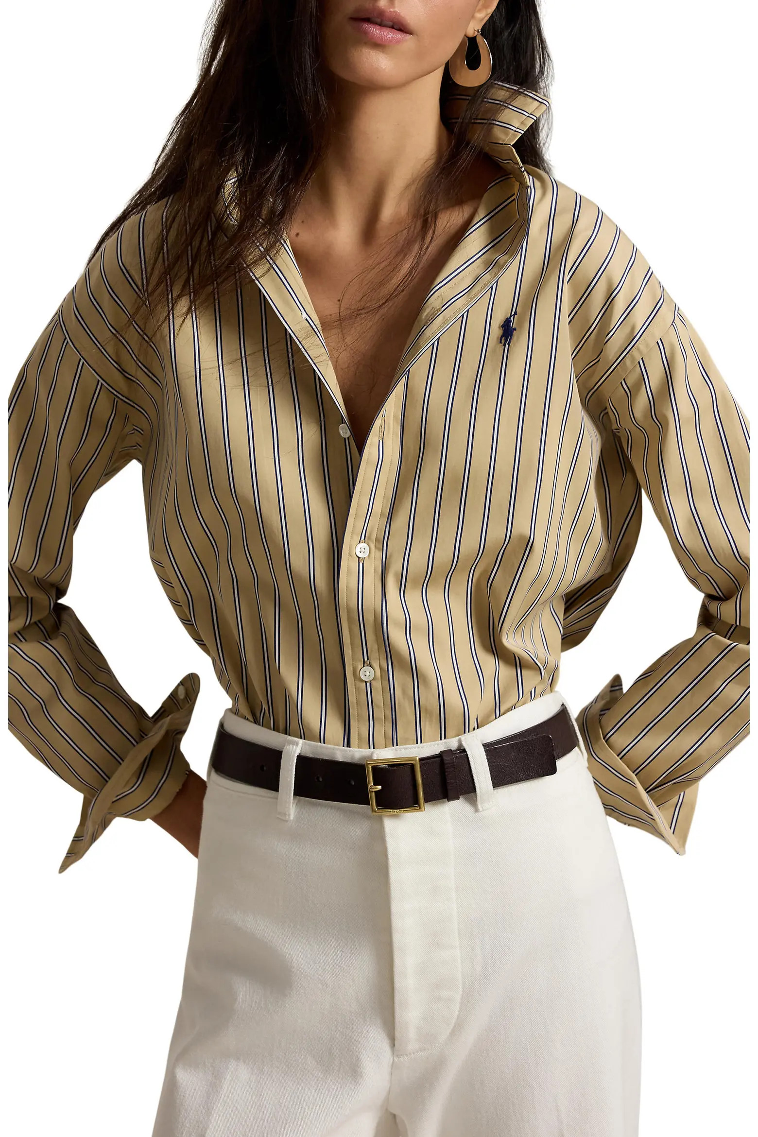 Polo Ralph Lauren Relaxed Fit Stripe Button-Up Shirt (Women) | Nordstrom | Nordstrom