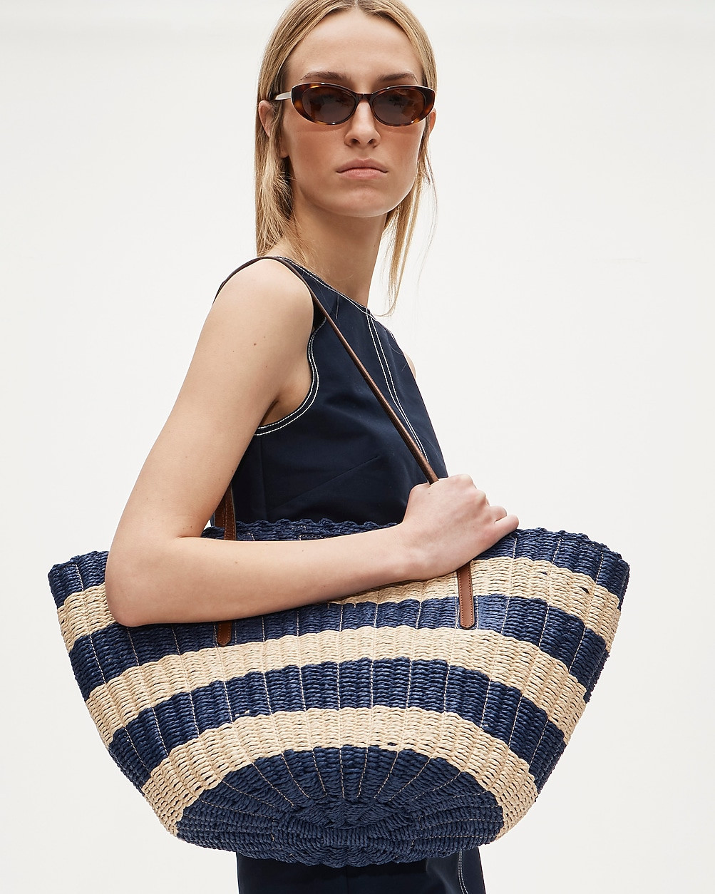 Como woven straw tote in stripe | J. Crew US