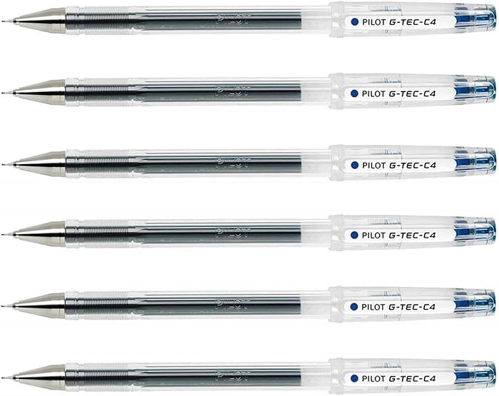 Pilot G-Tec-C4 Gel Ink Roller Ball Pens, Blue, Set of 6 | Amazon (US)