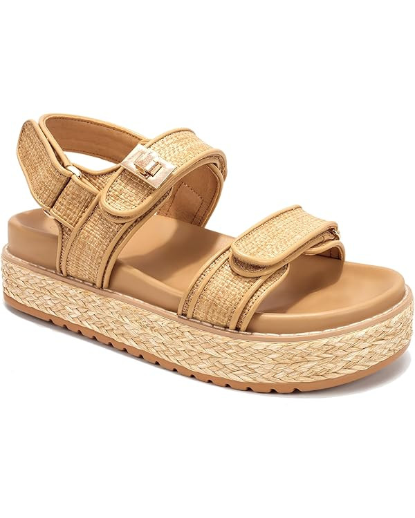 Women's Raffia Sandals Platform Open Toe Espadrille Sandals | Amazon (US)