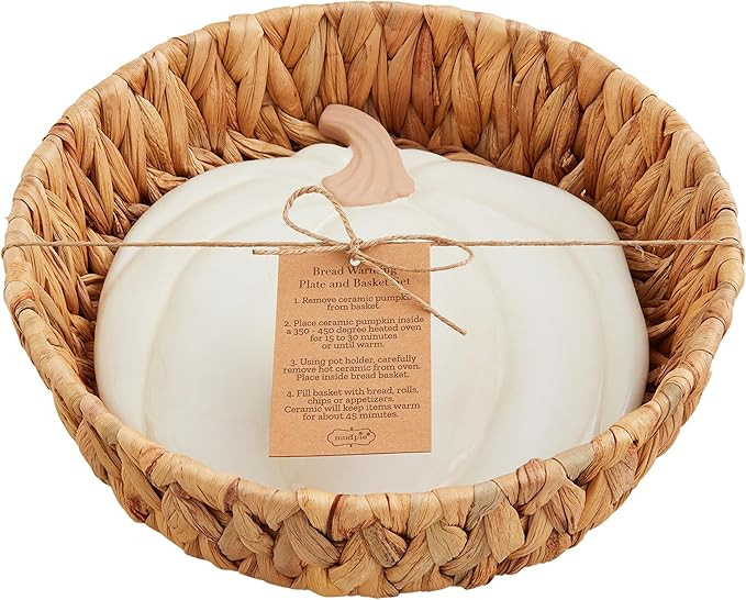 Mud Pie Gather Bread Warming Stone Set; 4 1/2" x 8" dia | Amazon (US)