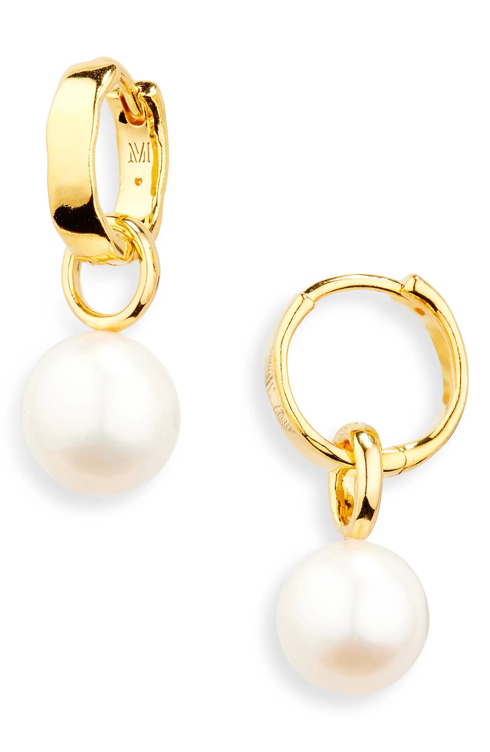 Siren Muse Wave Onyx Charm Huggie Hoop Earrings | Nordstrom