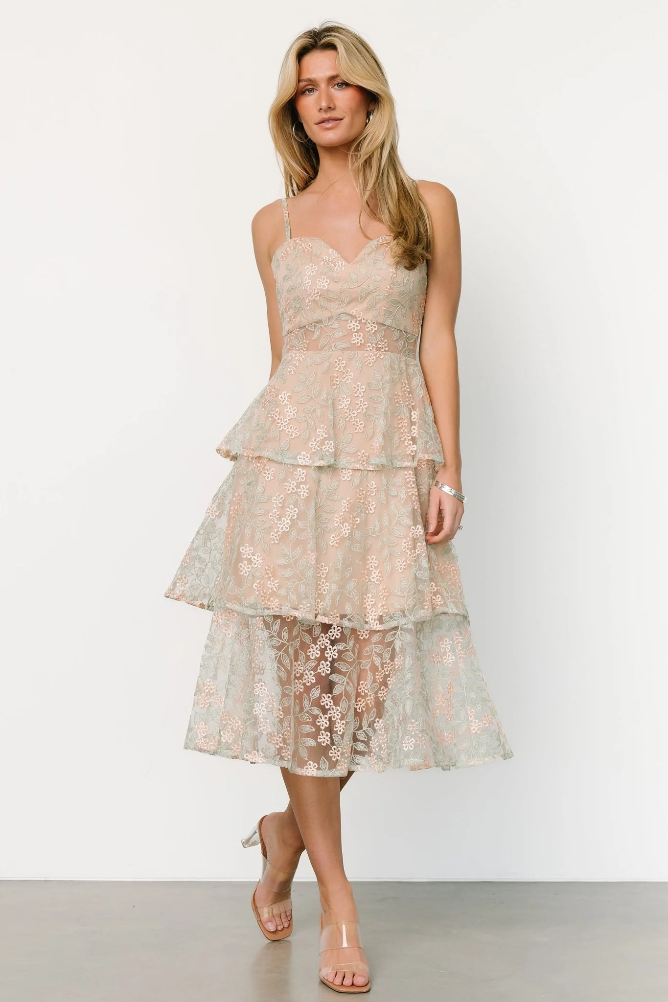 Georgiana Embroidered Midi Dress | Nude + Rose | Baltic Born