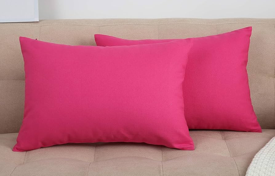 TangDepot Handmade Decorative Solid 100% Cotton Canvas Throw Pillow Covers/Pillow Shams, (12"x18"... | Amazon (US)
