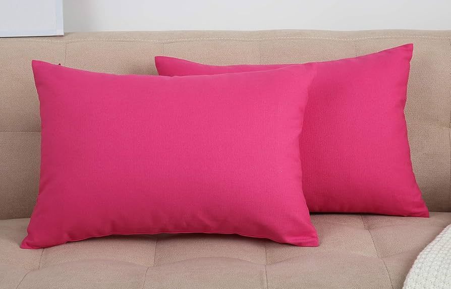 TangDepot Handmade Decorative Solid 100% Cotton Canvas Throw Pillow Covers/Pillow Shams, (12"x18"... | Amazon (US)