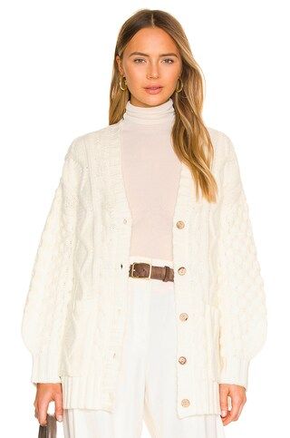 L'Academie Amare Cable Cardigan in Ivory from Revolve.com | Revolve Clothing (Global)