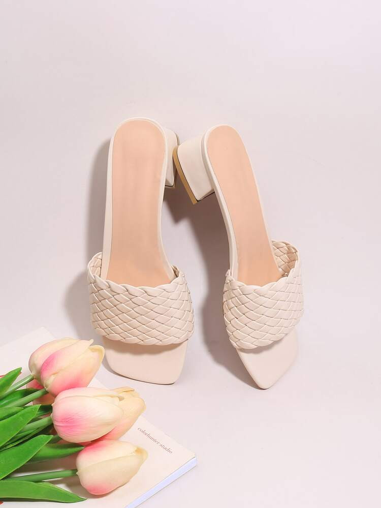 Braided Chunky Heeled Mule Sandals | SHEIN