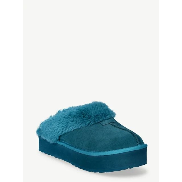 Joyspun Women's Suede Platform Clog Slippers | Walmart (US)