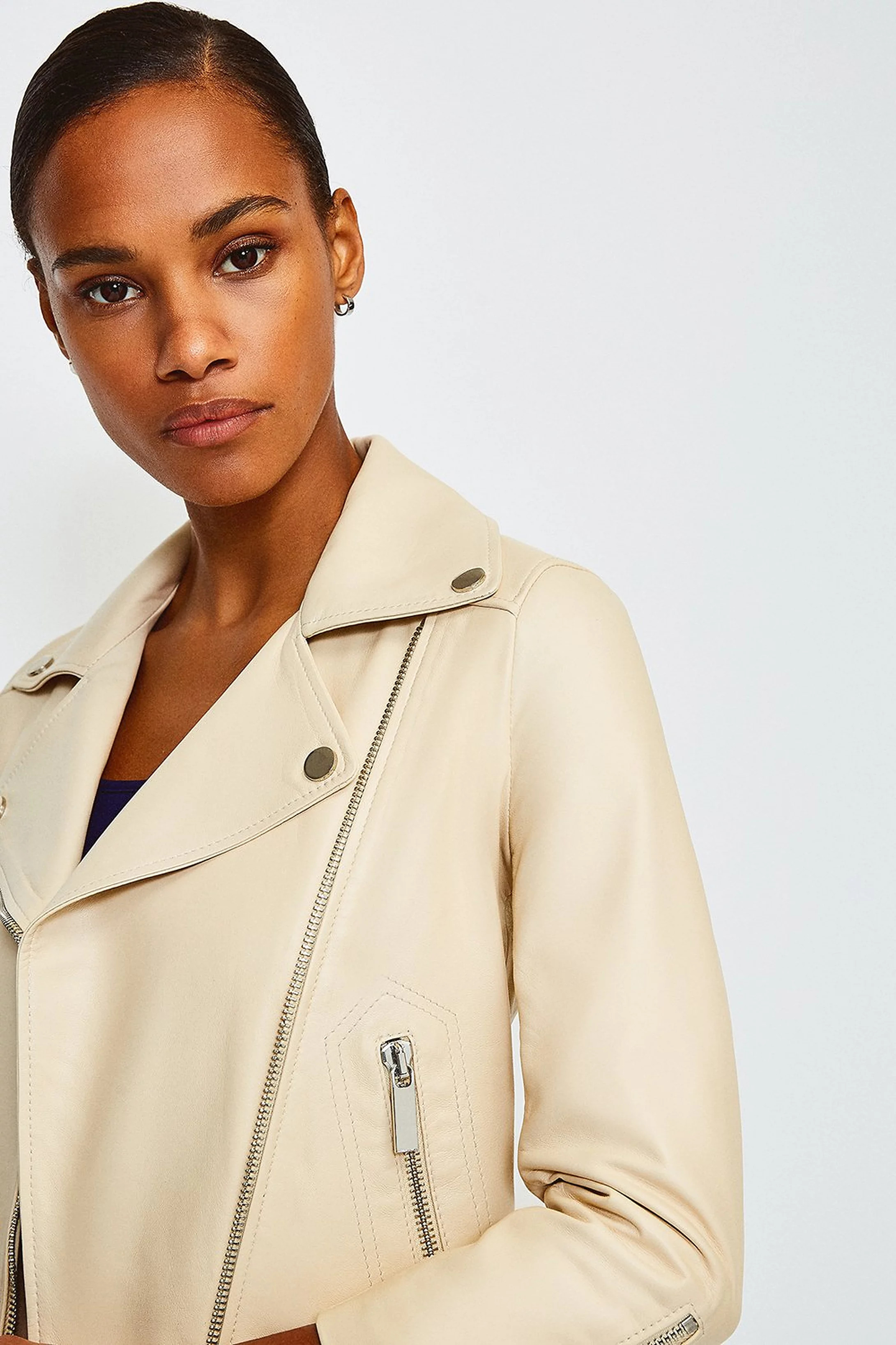Shrunken Leather Biker Jacket | Karen Millen UK & IE