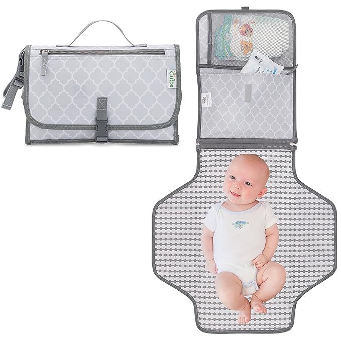 Baby Portable Changing Pad, Diaper Bag, Travel Mat Station Grey Large | Amazon (US)
