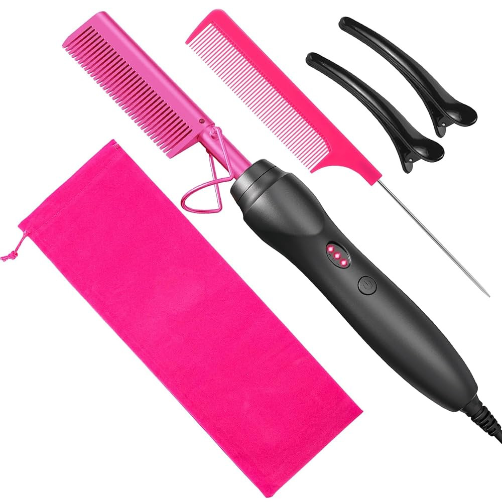 Hot Comb Hair Straightener Pressing Combs - Ceramic Electric Straightening Comb for Natural Black... | Amazon (US)