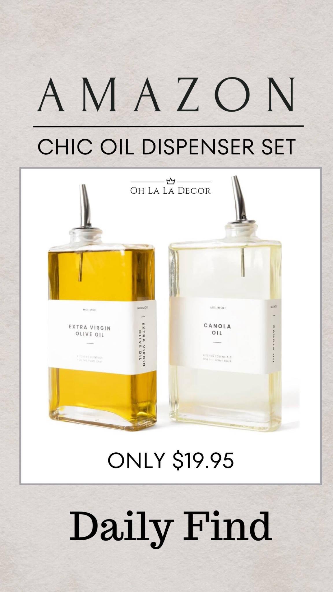 AMAZON FIND

Love the chic shape of these dispensers. Allows for maximum storage space. 

Organization. Kitchen organization. Kitchen tools. Oil dispenser. Pantry. Pantry organization. Amazon find. Amazing deal  

#LTKhome #LTKstyletip #LTKfindsunder50