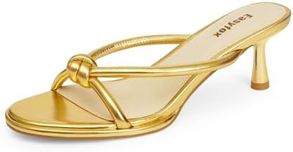 Womens Heeled Sandals Rounded Open Toe Mid Heels Slip on Bow Mules Sandals Comfort Dress Party Sh... | Amazon (US)