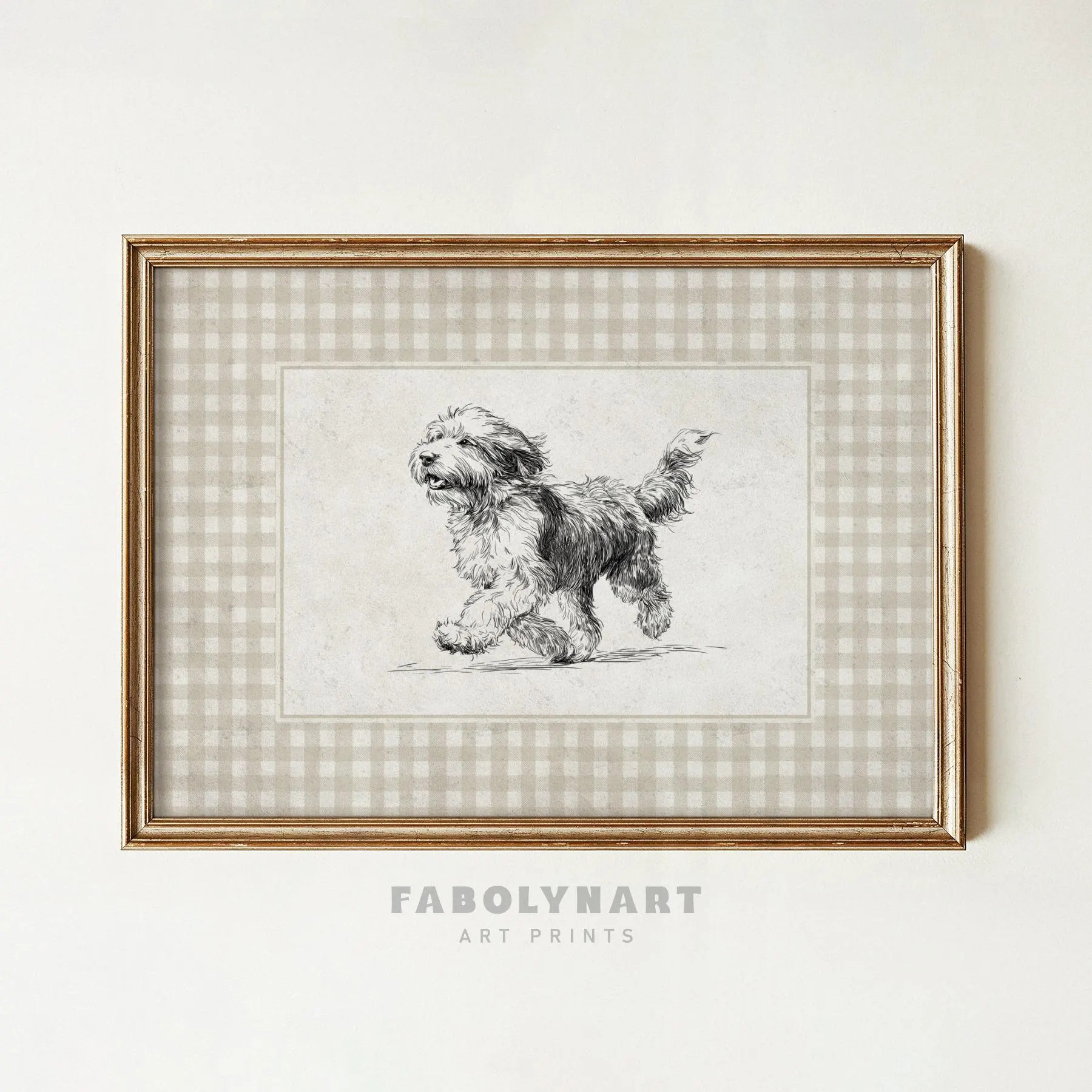Gingham Bernedoodle with Zoomies Print, Vintage Running Dog Sketch Painting, Gift for Doodle Dog Mom | Etsy (Global)