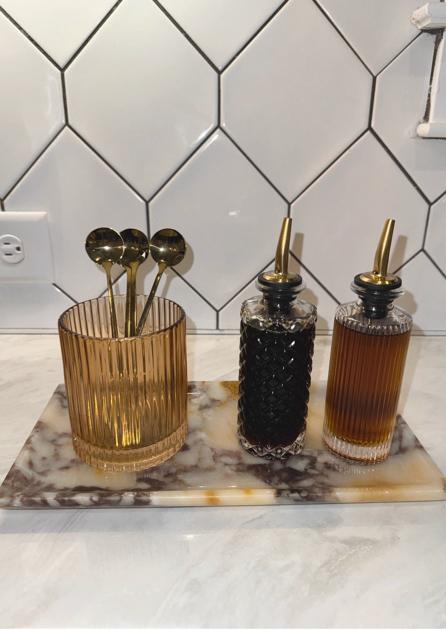 Coffee Bar is coming together 🤩 I used a label maker underneath the syrup dispensers. I wanted minimal but classy ✨ 

#LTKfindsunder50 #LTKfindsunder100 #LTKhome