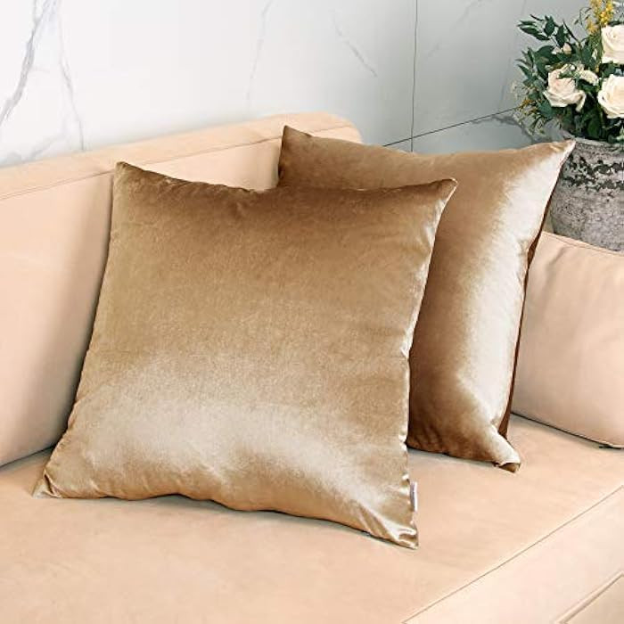 GuildreyTex Throw Pillow Covers, Cozy Velvet Square, Soft Solid Decorative Cushion Pillowcases fo... | Amazon (US)
