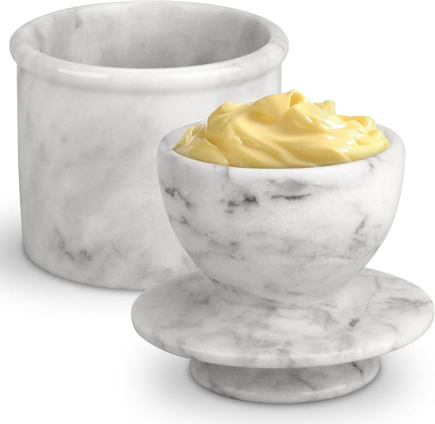 Butter Crock with Lid, Soft Spreadable Butter keeper, Marble French Butter Keeper to Leave On Cou... | Amazon (US)