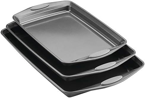 Rachael Ray Nonstick Bakeware Set with Grips, Nonstick Cookie Sheets / Baking Sheets - 3 Piece, G... | Amazon (US)