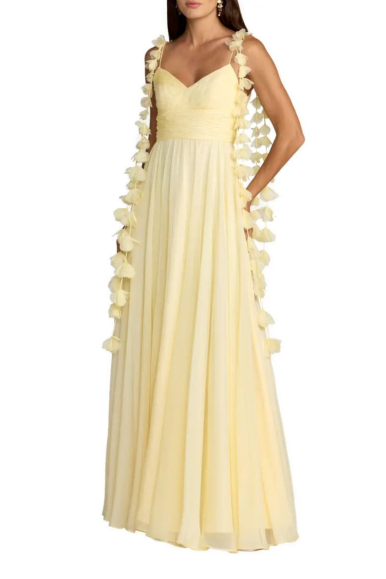 Floral Spaghetti Strap A Line Chiffon Gown (Women) | Nordstrom | Nordstrom