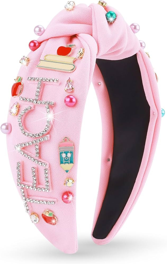 MOSOTECH Teacher Headband for Women - Teacher Appreciation Gift Jeweled Pearl Pencil Book Apple E... | Amazon (US)