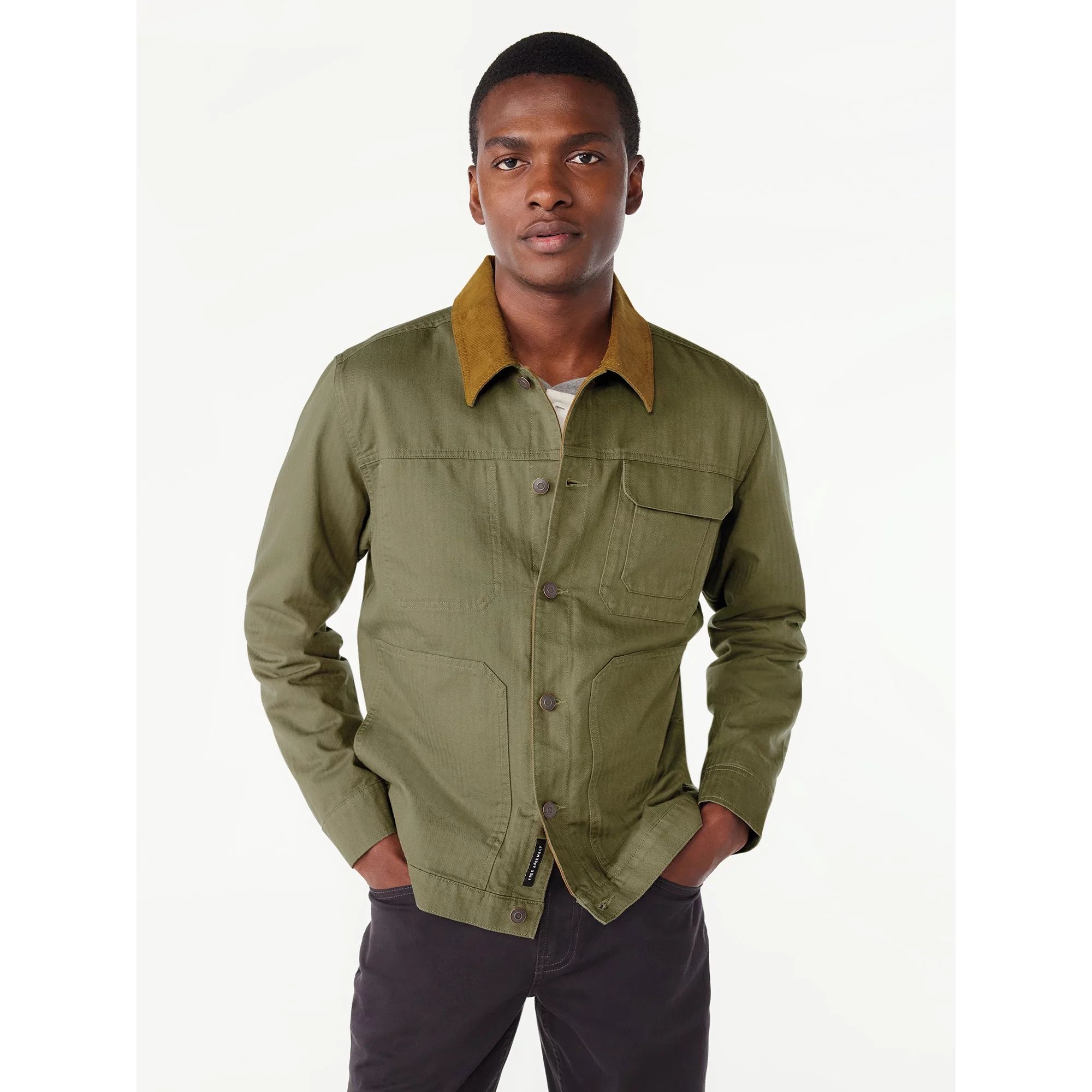 Free Assembly Men's Herringbone Workwear Jacket, Sizes XS-3XL | Walmart (US)