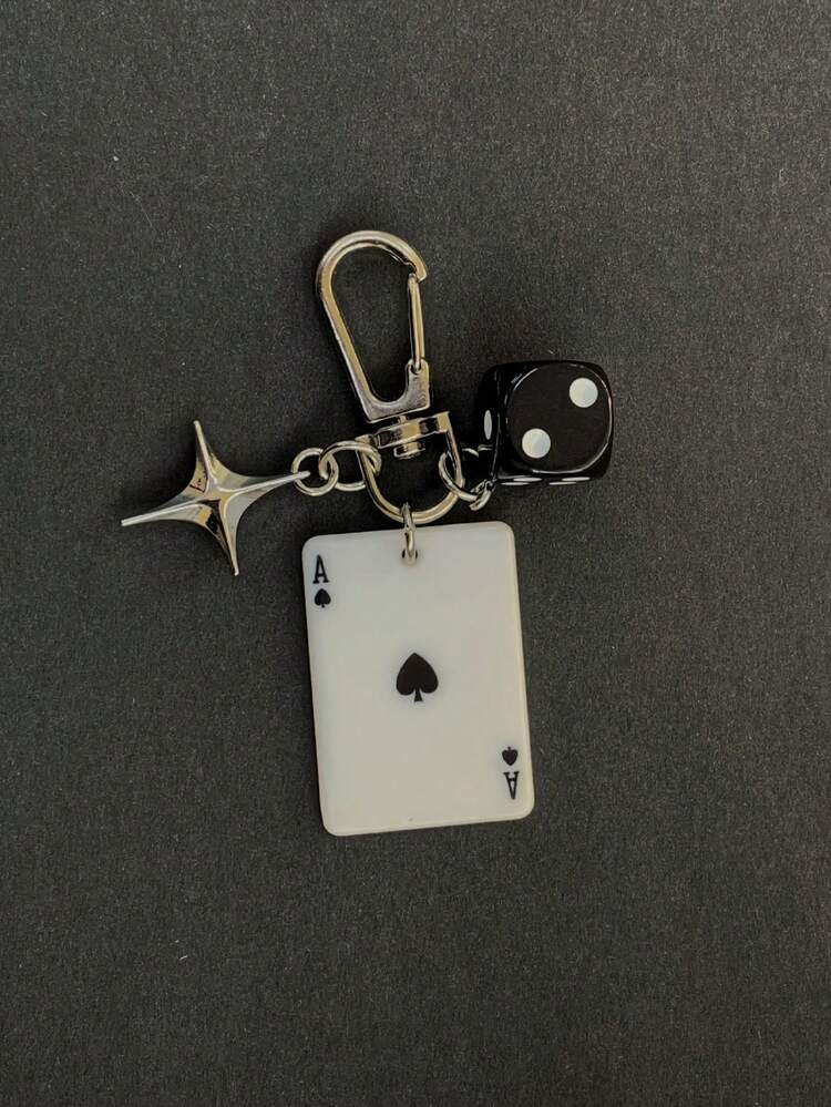 1pc Unisex New Creative Cartoon Dice Keychain Acrylic Playing Card Pendant Fashion Personalized B... | SHEIN