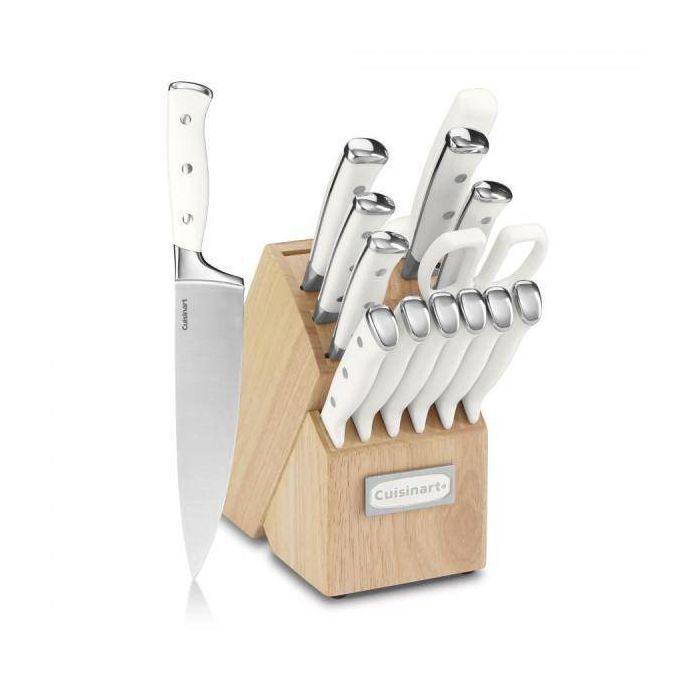 Cuisinart Classic 15pc Stainless Steel White Triple Rivet Cutlery Block Set - C77WTR-15P | Target