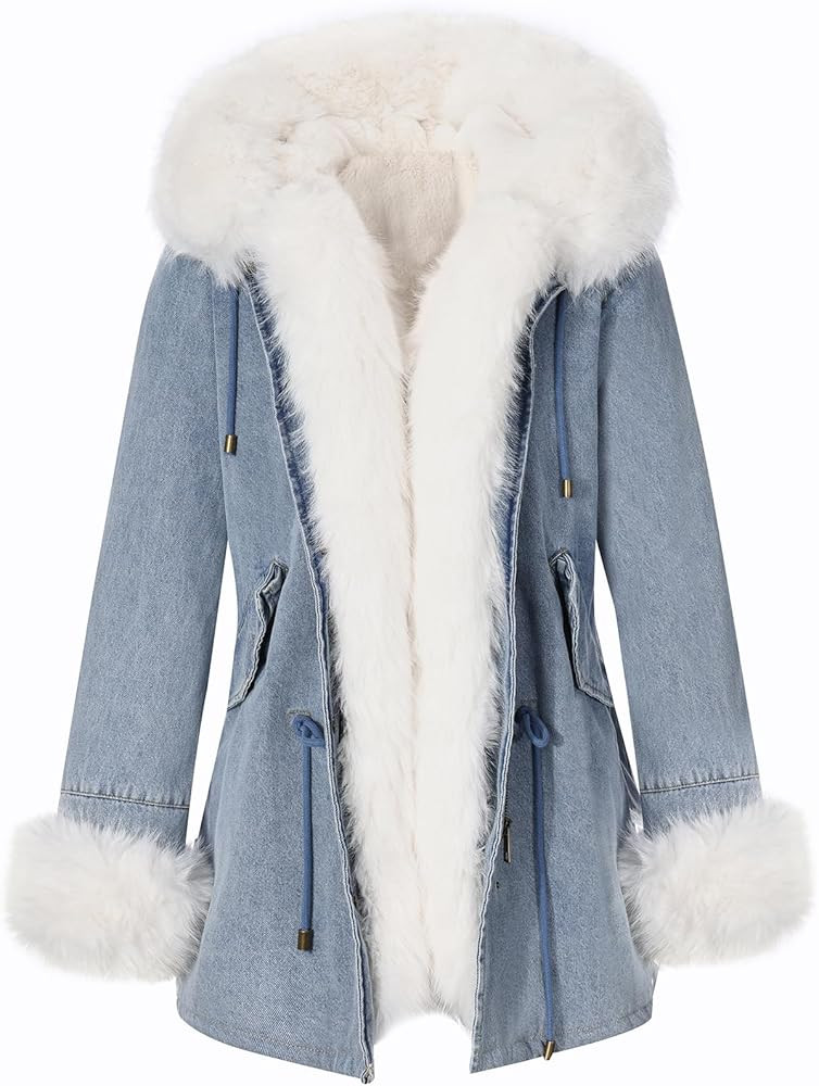 Bellivera Women Twill Parka Jacket, Winter Fashion Warm Long Hood Coat with Faux Fur Collar | Amazon (US)