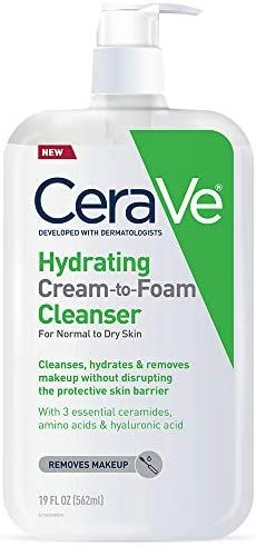 Amazon.com: CeraVe Hydrating Cream-to-Foam Cleanser Makeup Remover and Face Wash With Hyaluronic ... | Amazon (US)