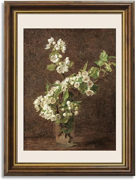 LARAGE Vintage Flower Framed Canvas Wall Art, Apple Tree Wall Decor, Classical Painting Canvas Pr... | Amazon (US)
