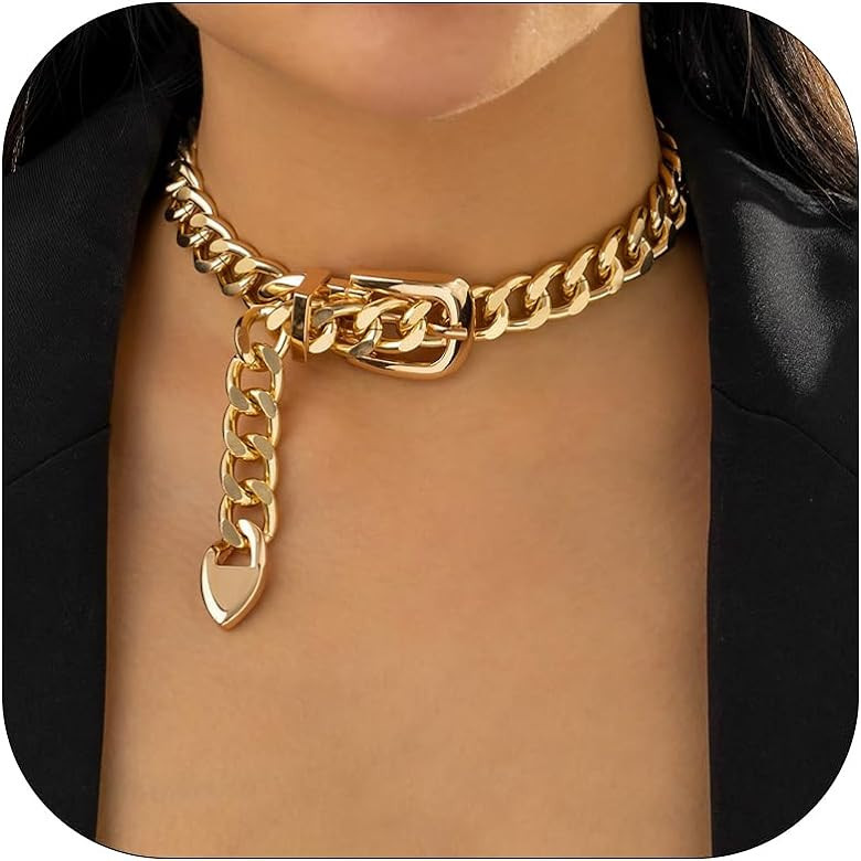 Your Always Charm Chunky Choker Necklace for Women Gold Cuban Link Chain Necklace Vintage Heavy M... | Amazon (US)