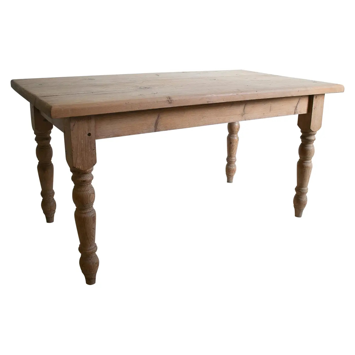 1930s Spanish Limewashed Pine Wood Farmhouse Table | 1stDibs