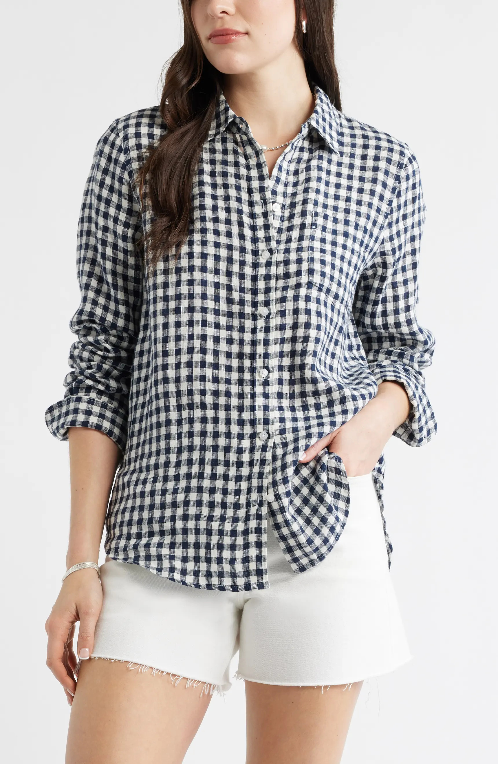 Casual Linen Button-Up Shirt | Nordstrom