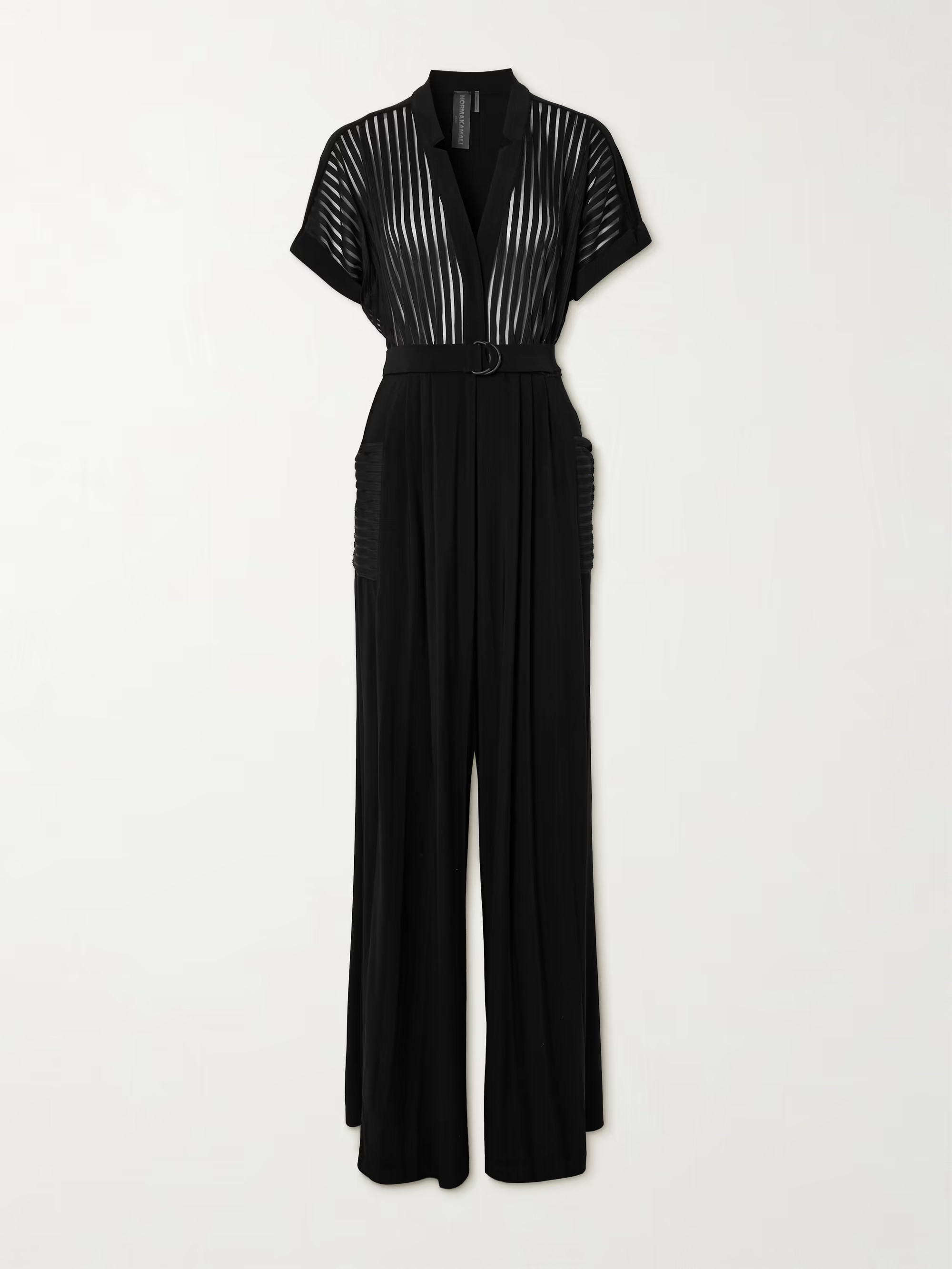 Geralyn belted paneled jersey and mesh jumpsuit | NET-A-PORTER (UK & EU)