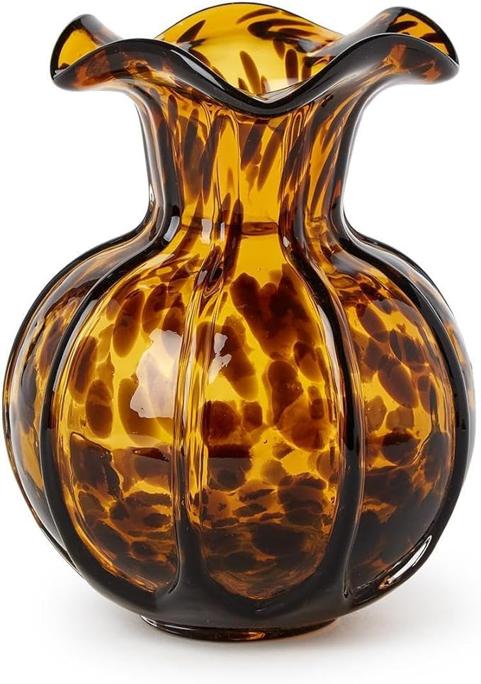 Two's Company Ruffled Tortoise Print Vase, 6.5-Inch, Glass | Amazon (US)